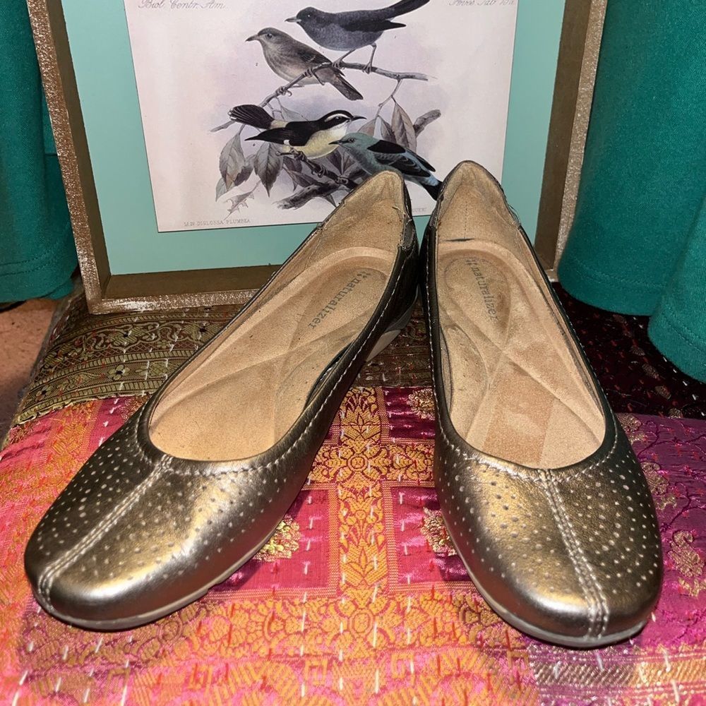 Naturalizer Bronze Leather Flats Sz 8